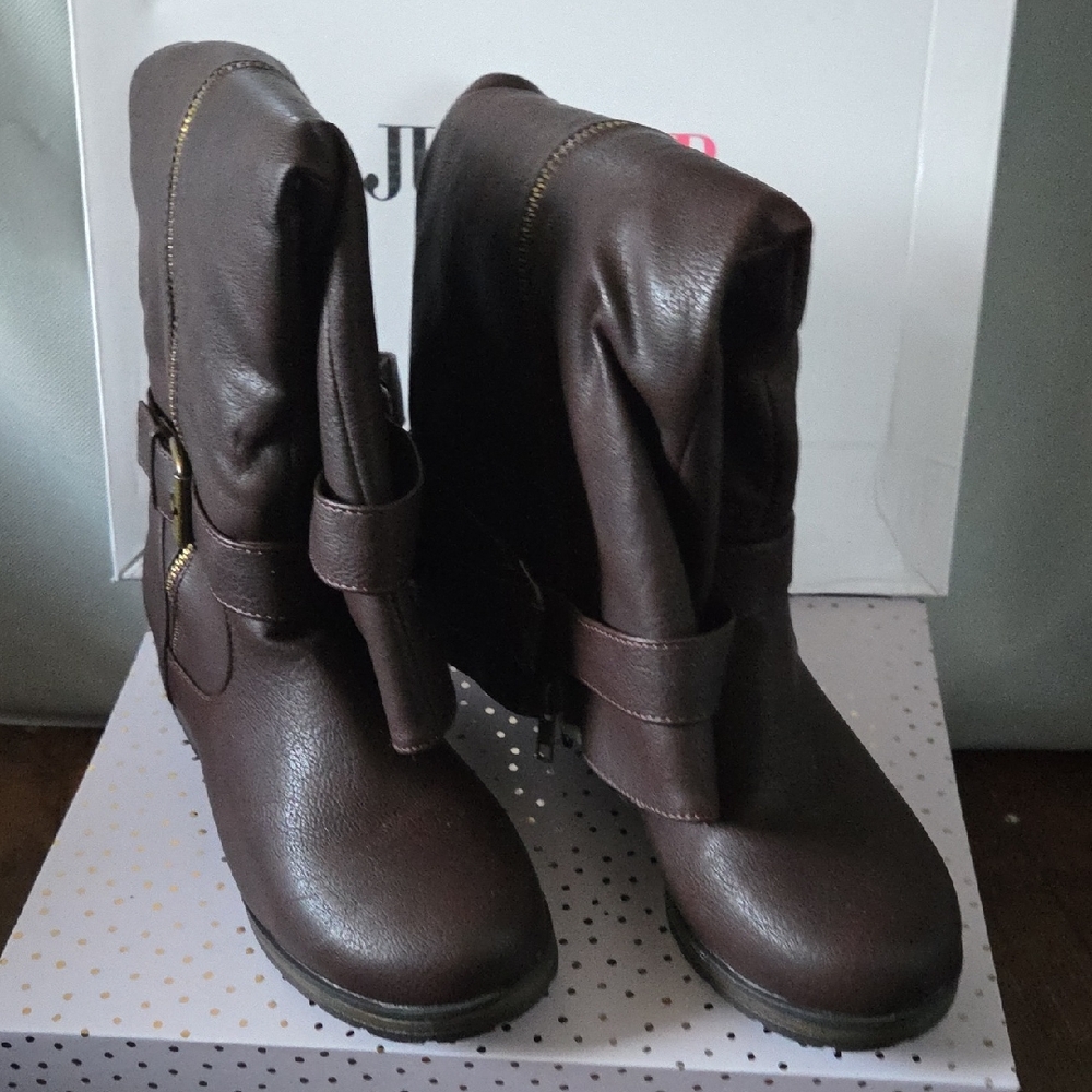 JustFab Brown Combat & Moto Boots